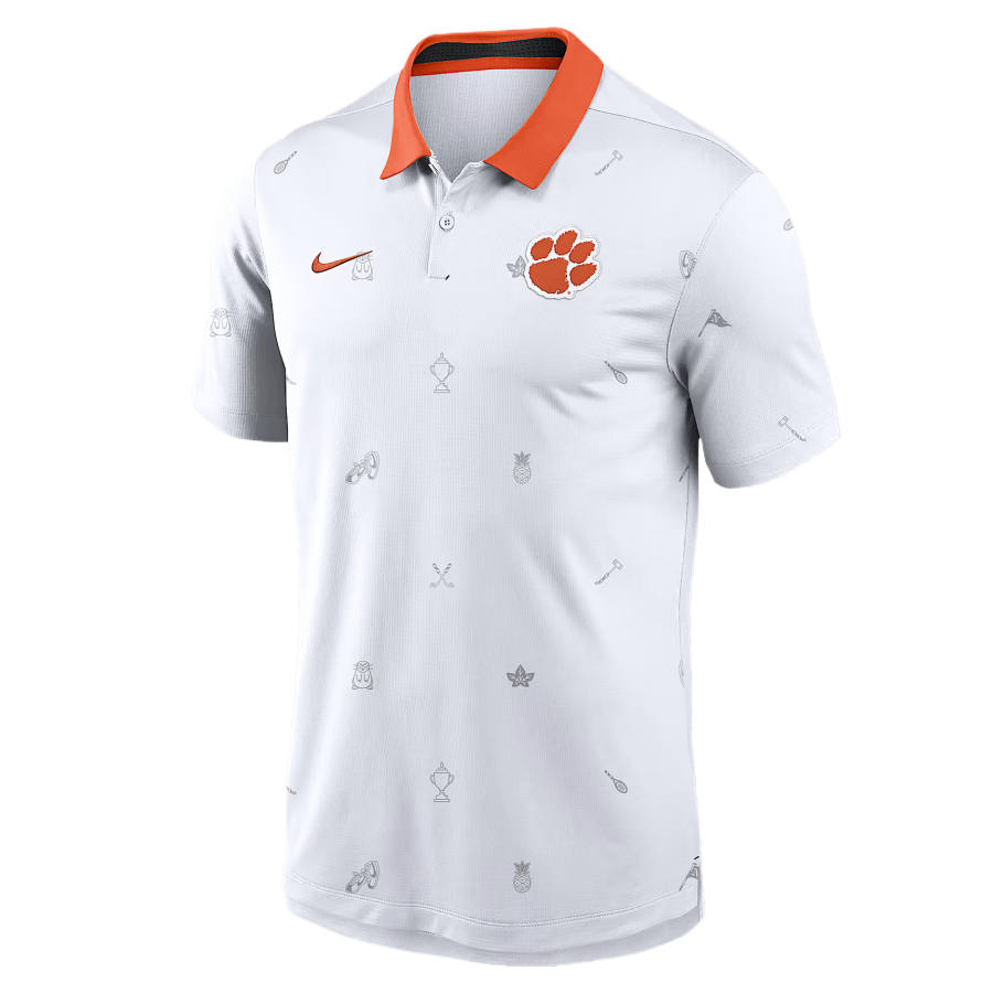 Nike Nike Dri Fit College Polo Shirts Men's White/Orange Polo Collar Moderate