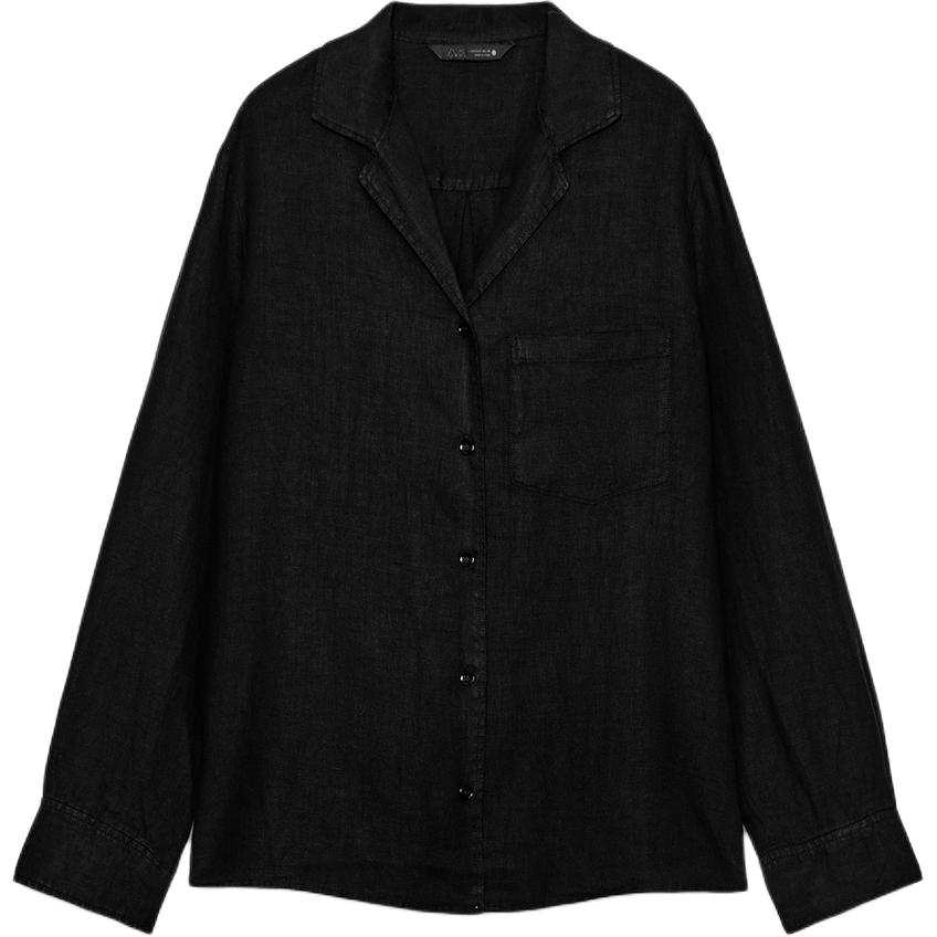 ZARA ZW Shirts Women's Black Lapel