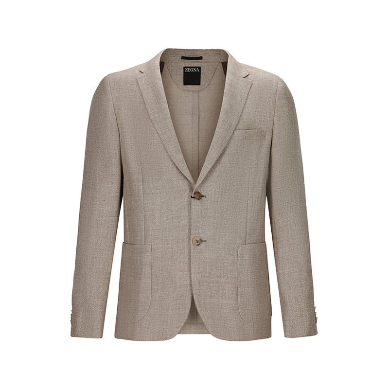 Ermenegildo Zegna Business Suits Men's Mixed Beige Color Suit Collar Moderate Other