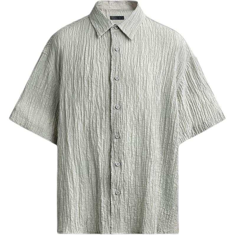 ZARA Shirts Men's Light Gray Lapel Moderate Straight Fit