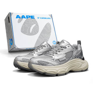 Aape Casual Shoes Men's Low Top Silver Gray/Beige/Black