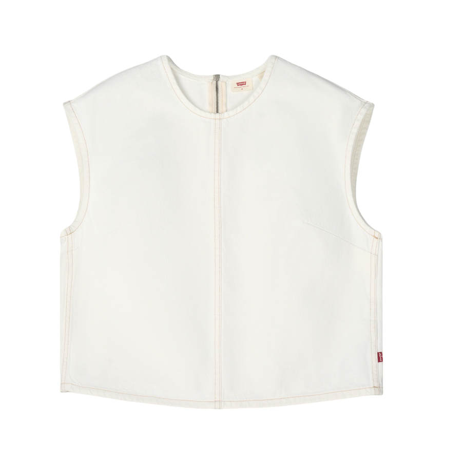 Levis Tank Tops Women's White Crew Neck Straight Fit