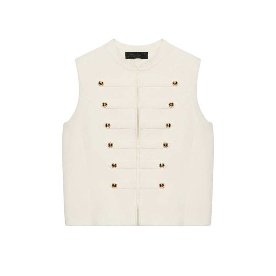 ZARA Tank Tops Women's White Crew Neck Other
