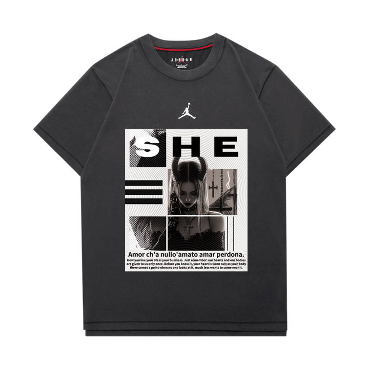 Jordan Jordan T Shirts Unisex Dark Gray Crew Neck Moderate