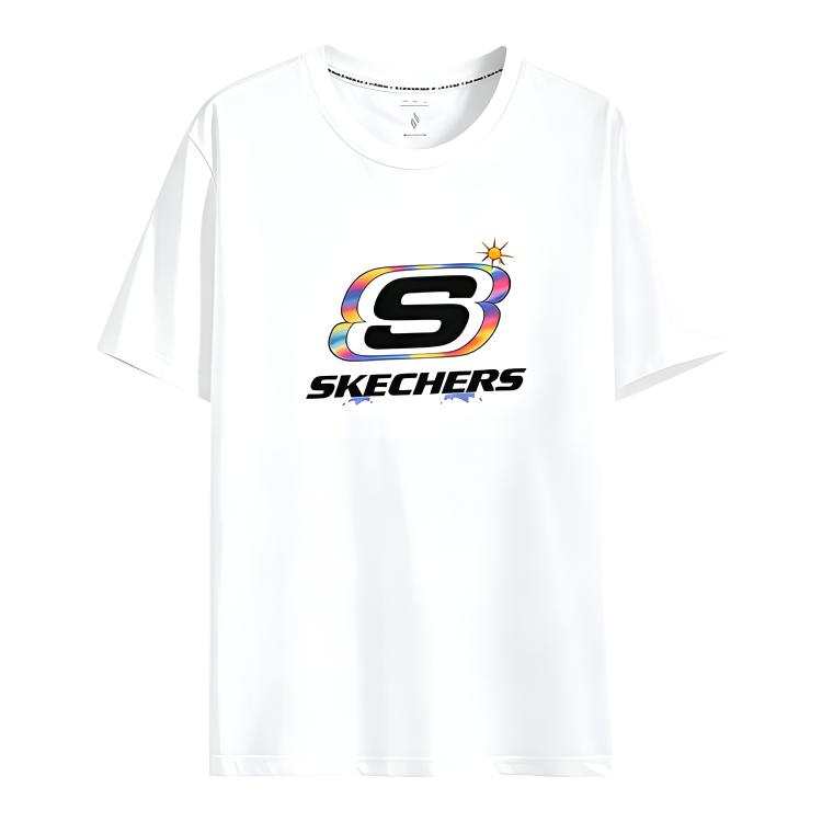 Skechers T Shirts Unisex Bright White Crew Neck Straight Fit