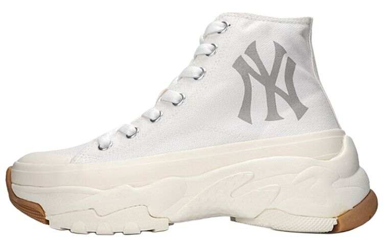 MLB Chunky High Lace Up Slip Resistant Abrasion Resistant High top Canvas Shoes Unisex White