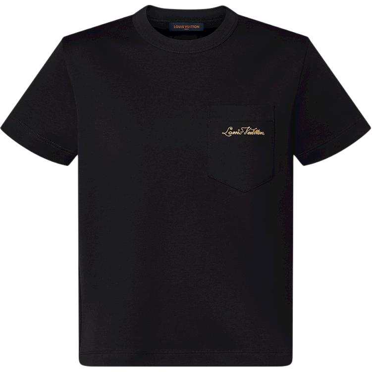LOUIS VUITTON T Shirts Women's Black Crew Neck Moderate Straight Fit