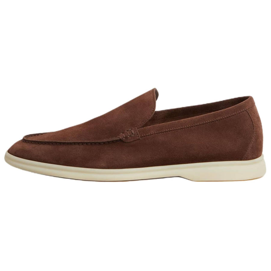 Loro Piana Summer Walk Casual Leather Shoes Men's Low Top Bark Brown