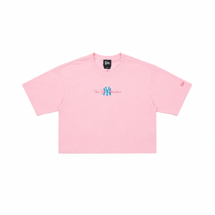 New Era X MLB T Shirts Women's Pink Crew Neck Moderate Straight Fit
