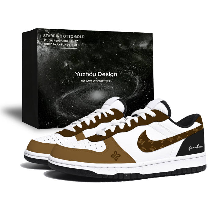 Nike Nike Big Skateboard Shoes Men's Low Top White Brown Black Multicolor Monogram