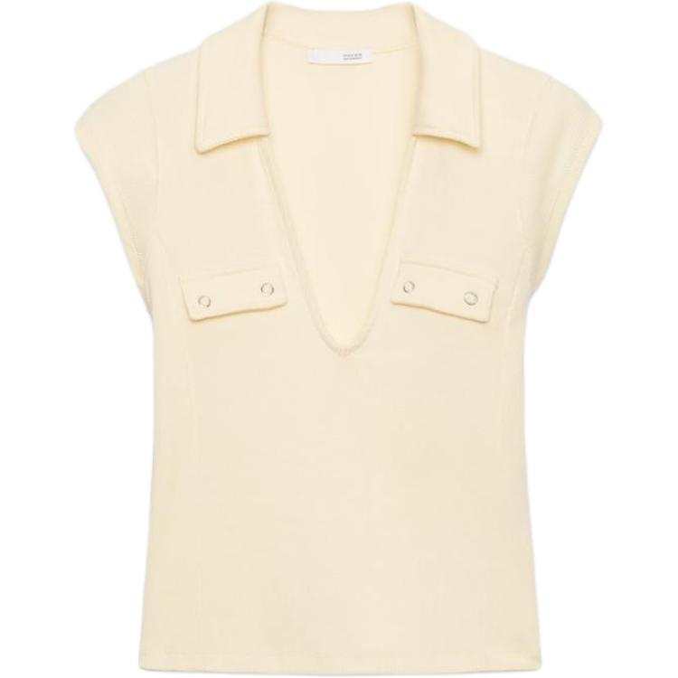 ZARA Knitwear Women's Light Yellow V Neck Moderate