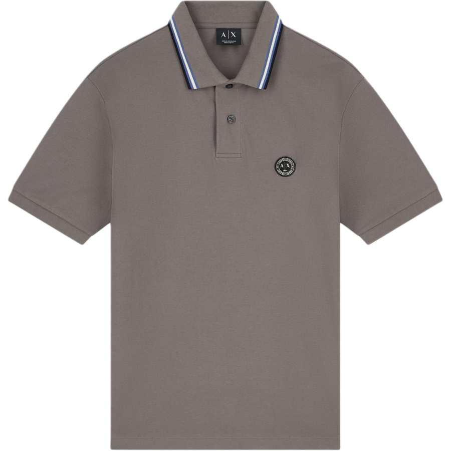 ARMANI EXCHANGE Polo Shirts Men's Brown Polo Collar Moderate Straight Fit