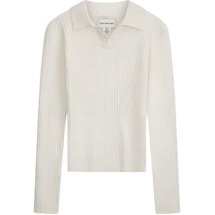 Calvin Klein Knitwear Women's YAS Ivory Polo Collar Moderate