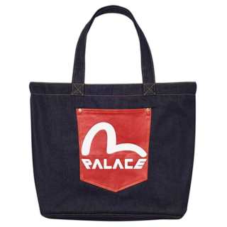 EVISU X Palace Collaboration Pocket Denim Tote Bag, Shopping Bag, Shoulder Bag Regular Unisex Black