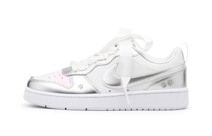 Nike Nike Court Borough Skateboard Shoes Unisex Low Top Silver, Pink