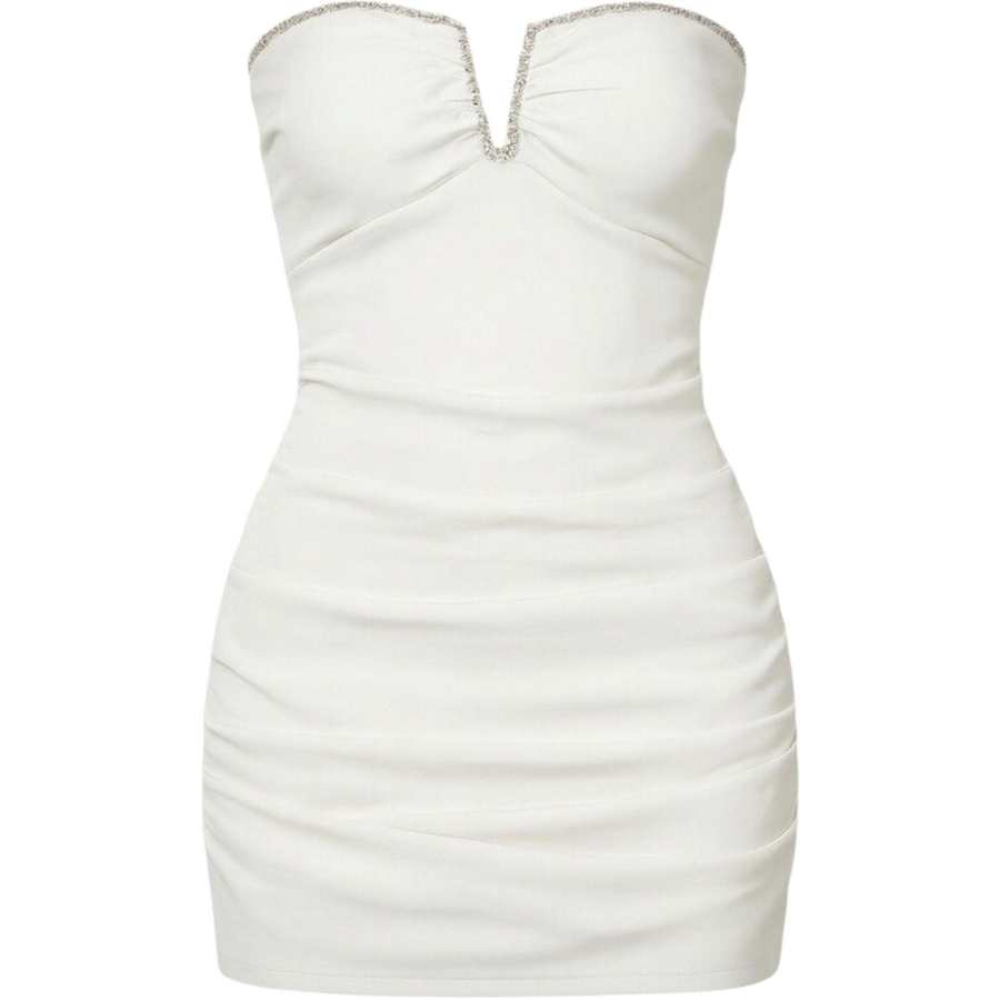 CHARM GLOW Sleeveless Dresses Women's Strapless Top Moderate Short Skirt Bodycon Skirt
