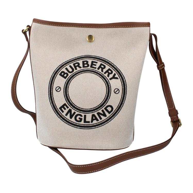 Burberry Cotton Bucket Bag Crossbody Bag Women's Black Rye