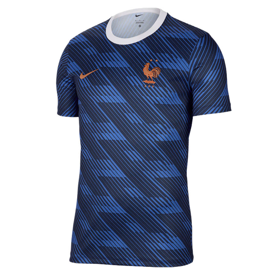Nike Nike France National Team Soccer Jerseys Men's Royal Blue/Blackened Blue/White/Metal Copper Crew Neck Moderate