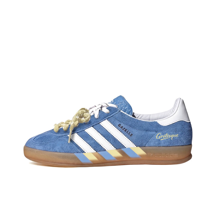 Adidas Originals GAZELLE INDOOR Skateboard Shoes Women's Low Top Blue/White/Yellow