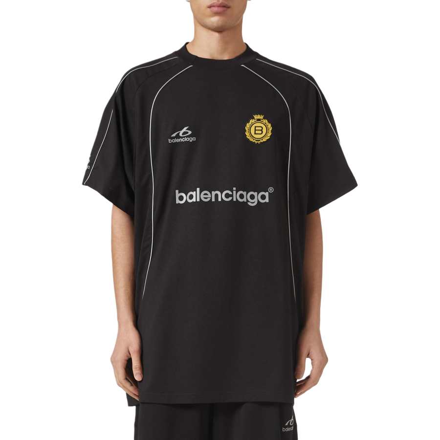 Balenciaga Soccer T Shirts Men's Crew Neck Moderate Straight Fit