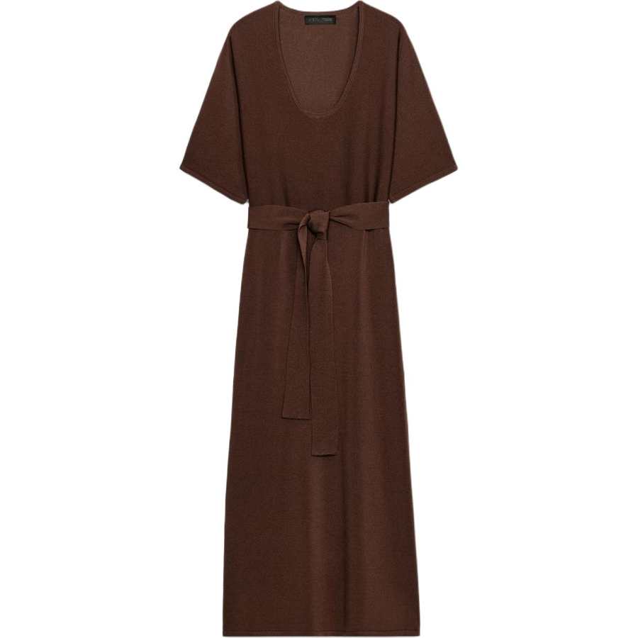 ZARA Short Sleeved Dresses Women's Brown Crew Neck Moderate