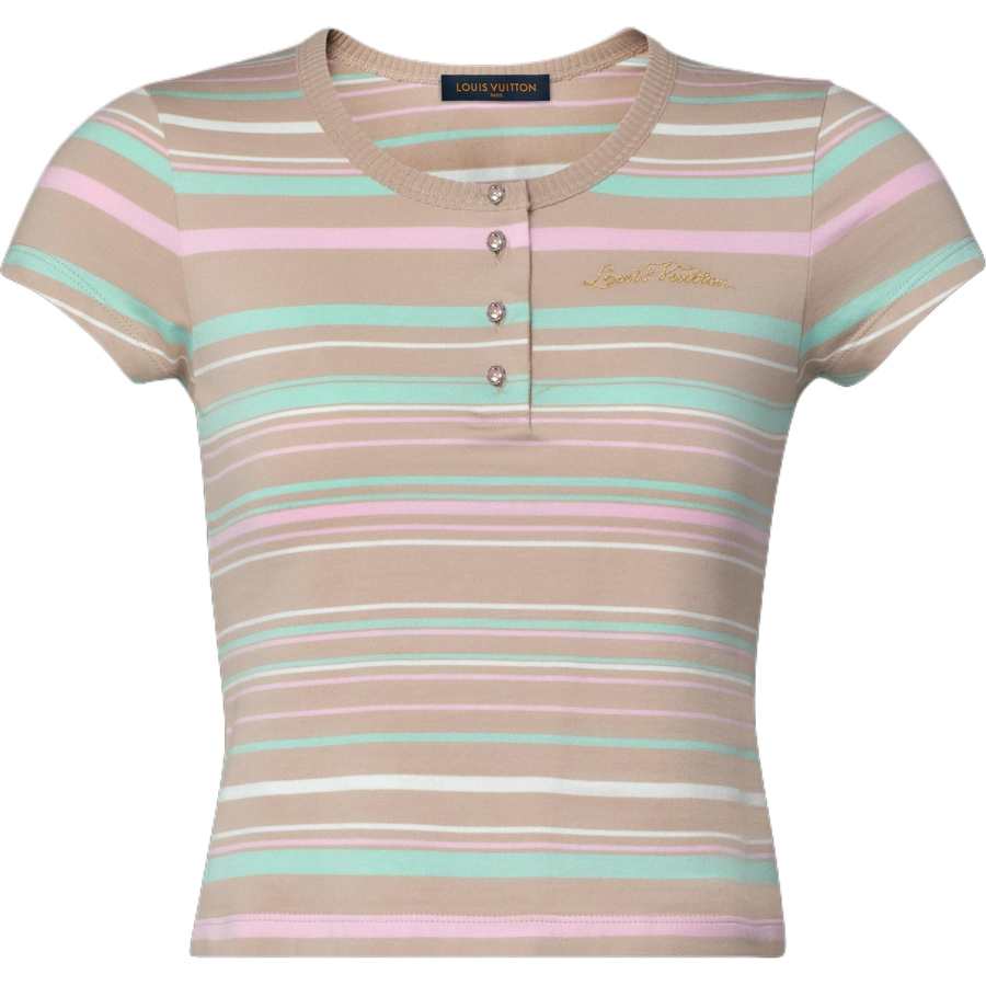 LOUIS VUITTON T Shirts Women's Multicolor Henry Collar Moderate Straight Fit