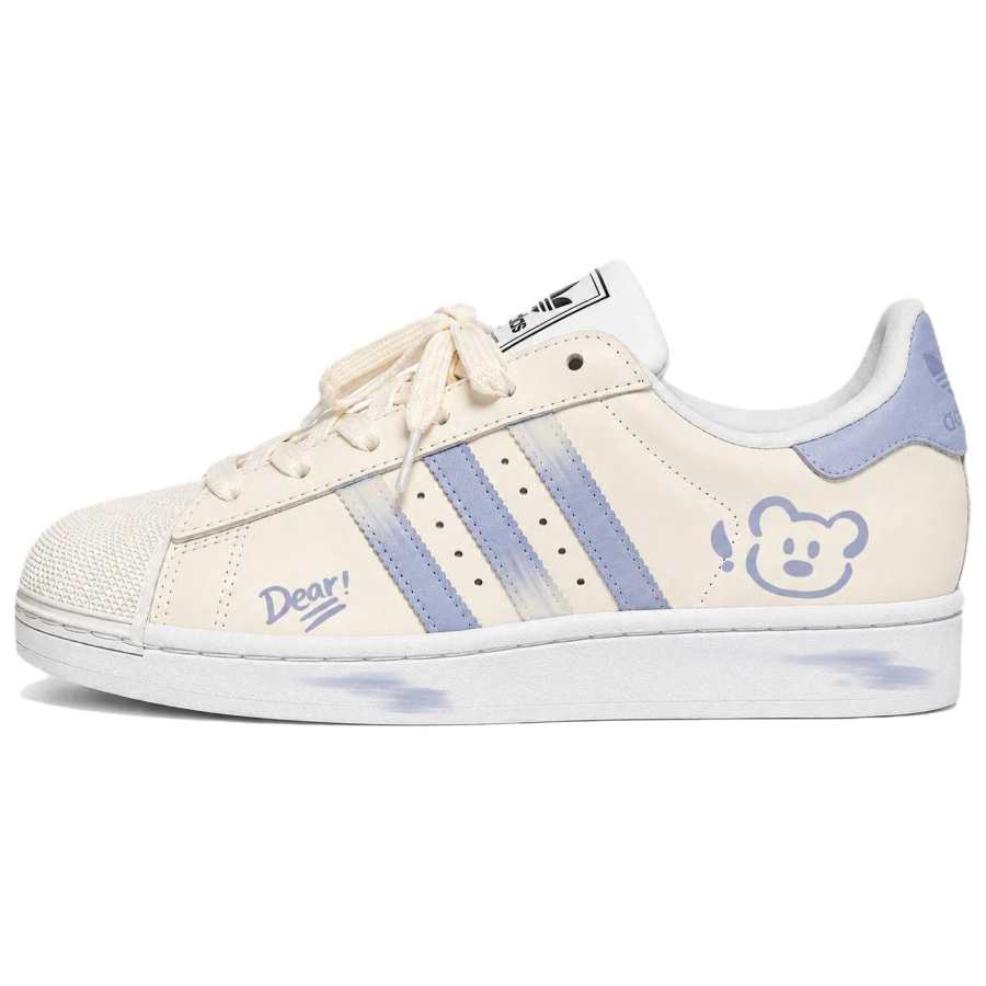 Adidas Originals Superstar 2 Skateboard Shoes Women's Low Top Ecru/Blue