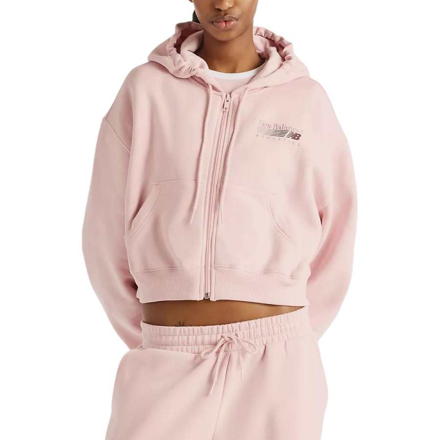 New Balance New Balance Sweatshirts Women's Pink Chalk Hooded Non Detachable Moderate