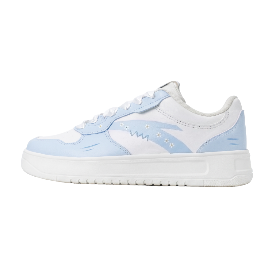 ANTA Easy Skateboard Shoes Women's Low Top White Blue Small Daisy Color Block