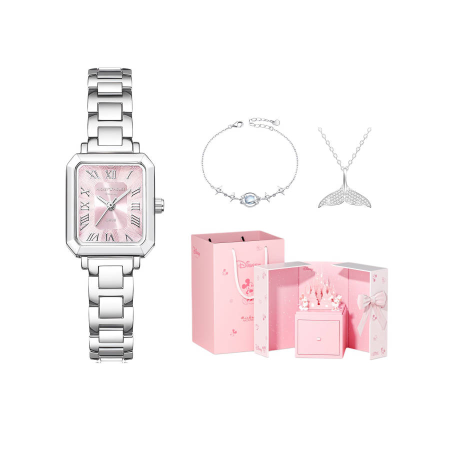 Disney Mickey Mouse Quartz Movement Alloy Strap Watch Women's Watch Pink Watch Dial