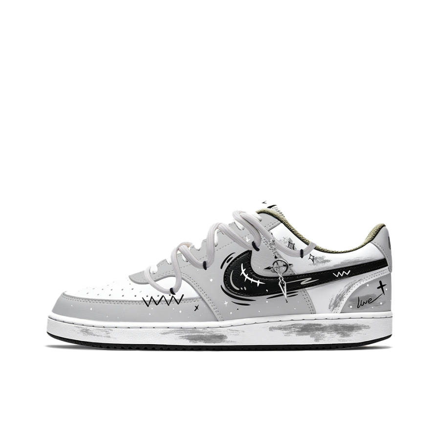 Nike Nike Court Vision Skateboard Shoes Unisex Low Top Gray & White & Black