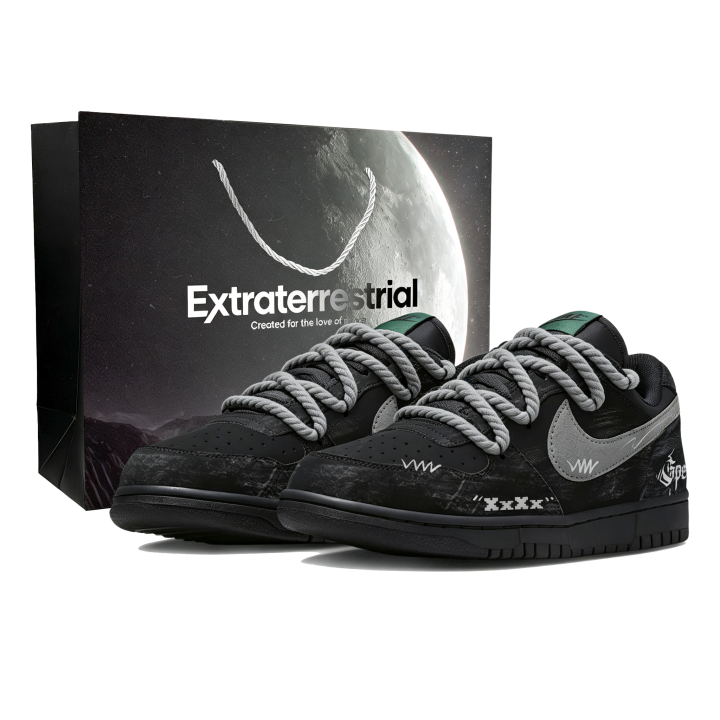 Nike Nike Big Low Lux Skateboard Shoes Men's Low Top Black Gray Color Block With Green White Accent