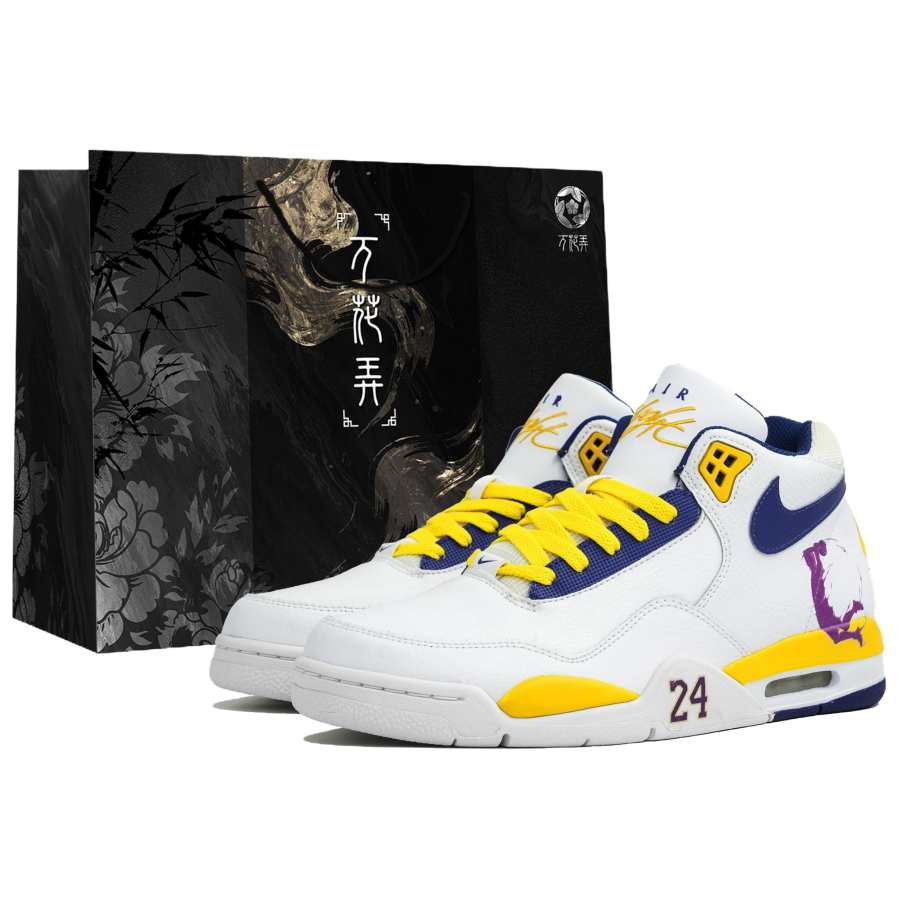 Nike Nike Flight Legacy Kaleidoscope Purple Gold Kobe Box Mid-Top Vintage Basketball Shoes Men's White Blue Yellow