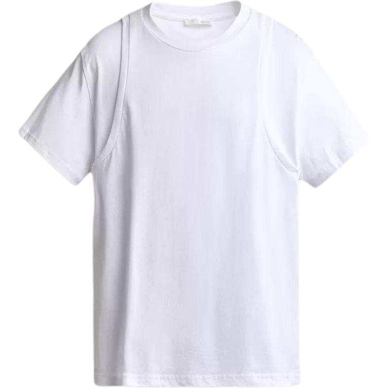 ZARA T Shirts Men's White Crew Neck Moderate Straight Fit