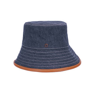 Loro Piana Wool Cashmere Leather Bucket Hats Women's Blue