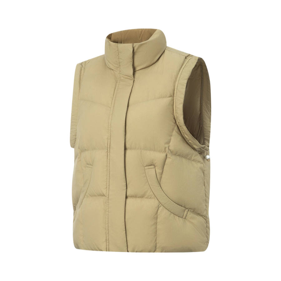 Li-Ning Li Ning Down Vests Women's Flower Beaver Khaki Stand Collar Moderate