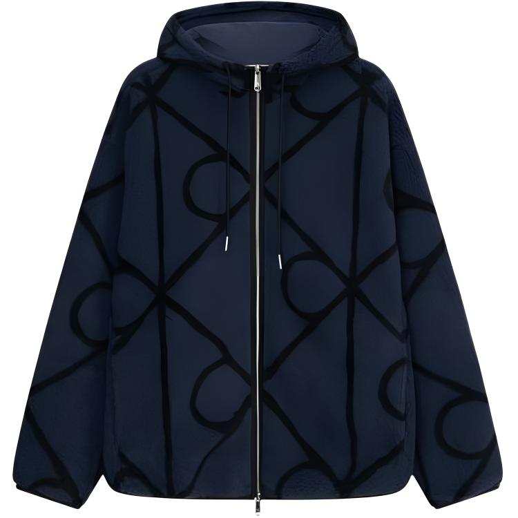 Calvin Klein Velvet Jackets Men's CCI Ink Blue Hooded Non Detachable Moderate