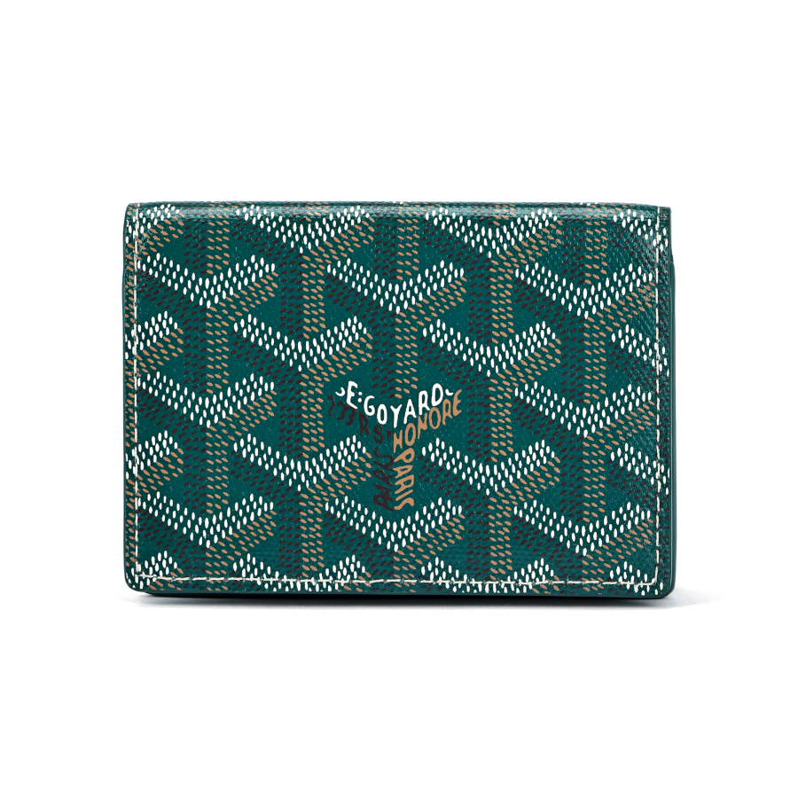 GOYARD Malesherbes Coated Canvas With Calfskin Card Holder Unisex Green