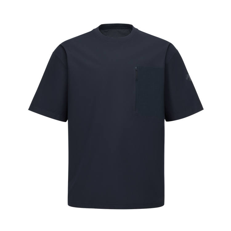 DESCENTE BLEU T Shirts Men's NV Navy Blue Crew Neck Thin