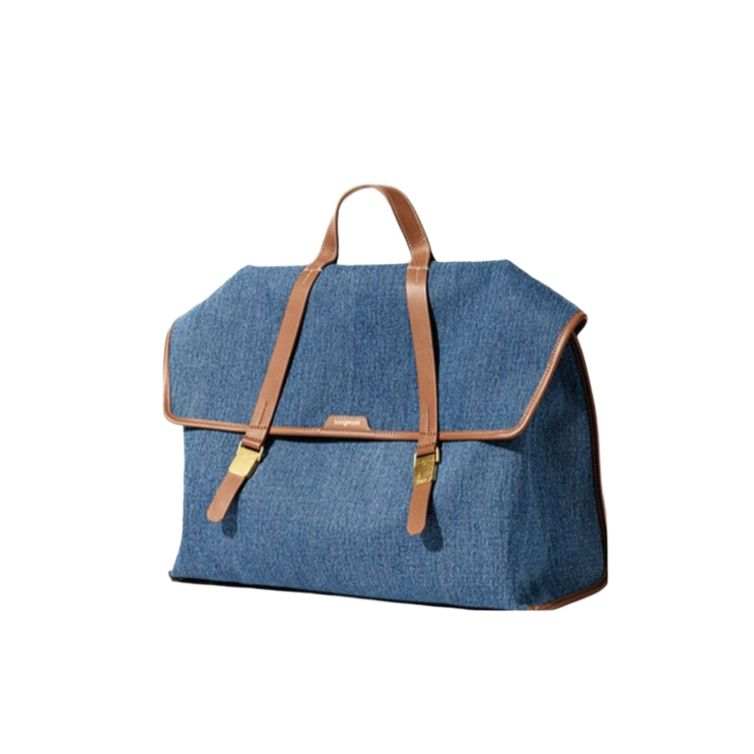 Songmont Cow Leather With Fabric Backpack Unisex Upgraded Denim Blue