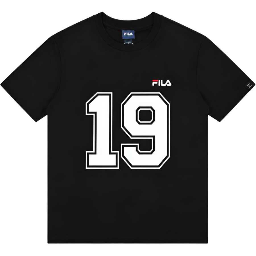FILA T Shirts Unisex Black Crew Neck Moderate Straight Fit