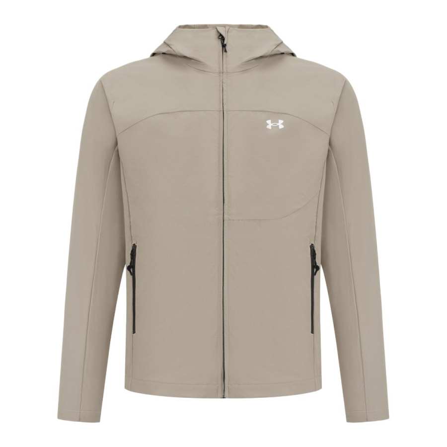 Under Armour Softshell Jackets Men's Forest Dog Taupe Gray Hooded Non Detachable