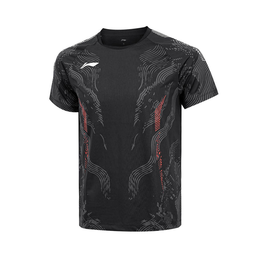 Li-Ning Li Ning T Shirts Unisex Black Crew Neck Moderate