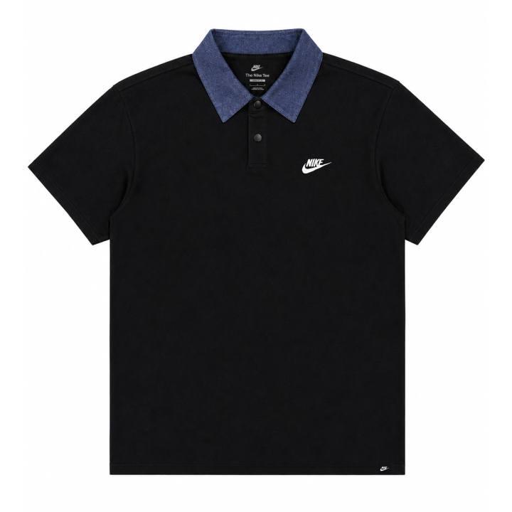 Nike Nike T Shirts Unisex Black Polo Collar Moderate Straight Fit