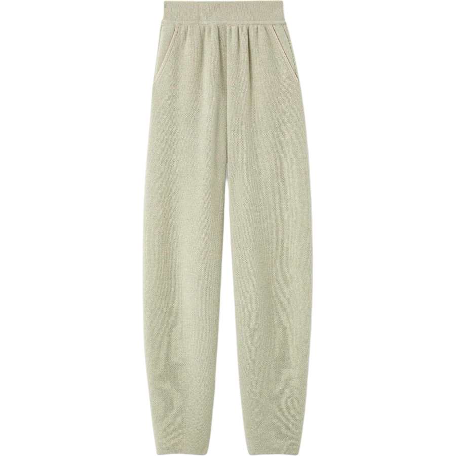 Loro Piana Knitted Sweatpants Women's Light Green Moderate Straight Fit Pants
