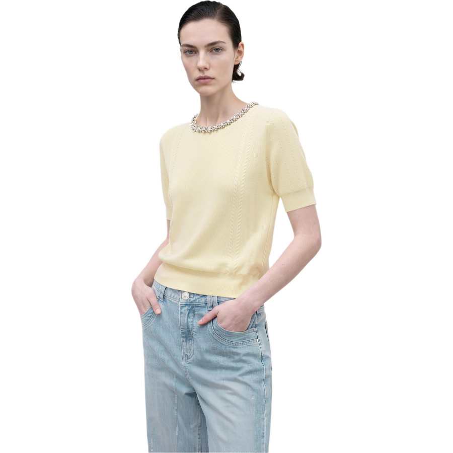 KARL LAGERFELD / Karl Lagerfeld Jeans Sweaters Women's Yellow Crew Neck Moderate