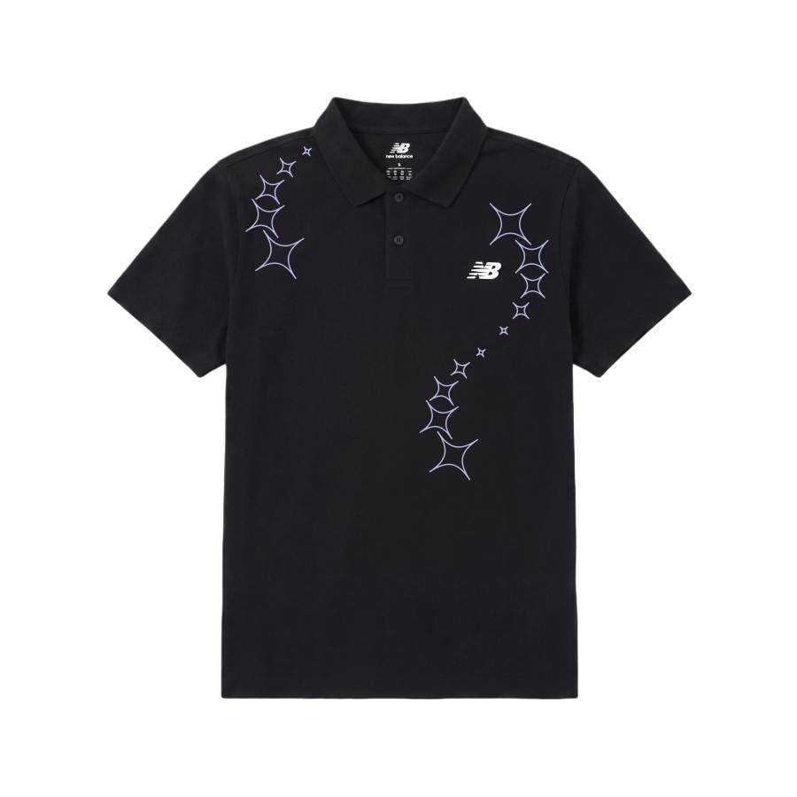 New Balance New Balance Polo Shirts Unisex Black Polo Collar Moderate Straight Fit