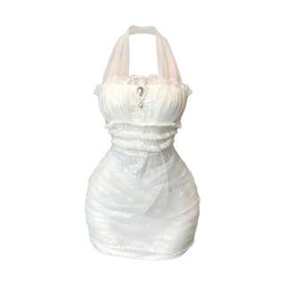 Aghr Sleeveless Dresses Women's Collarless Moderate Short Bodycon Skirt