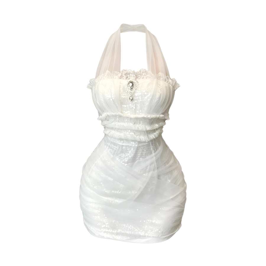Aghr Sleeveless Dresses Women's Collarless Moderate Short Bodycon Skirt