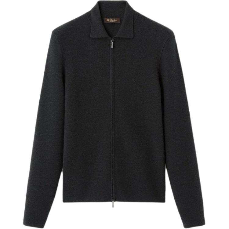 Loro Piana Cashmere Sweaters Men's Black Lapel Moderate Straight Fit